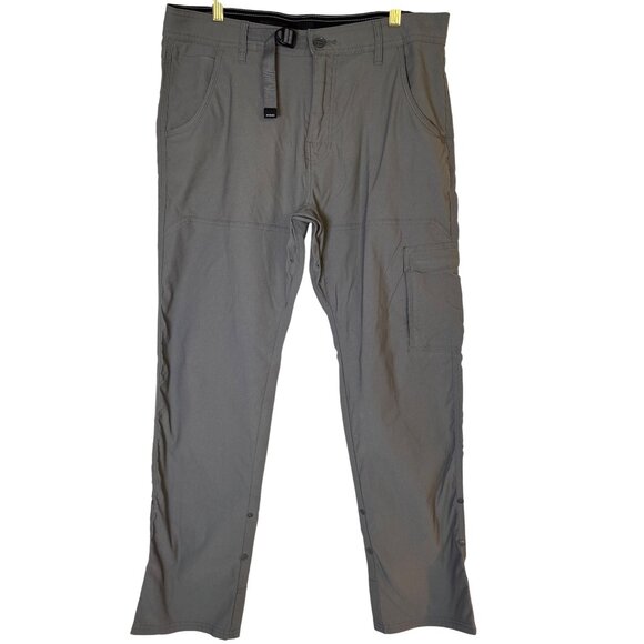 prAna Mens O/S Stretch Zion Pant II Relaxed Fit Gray Cargo Hiking Snap Pants - Picture 1 of 10
